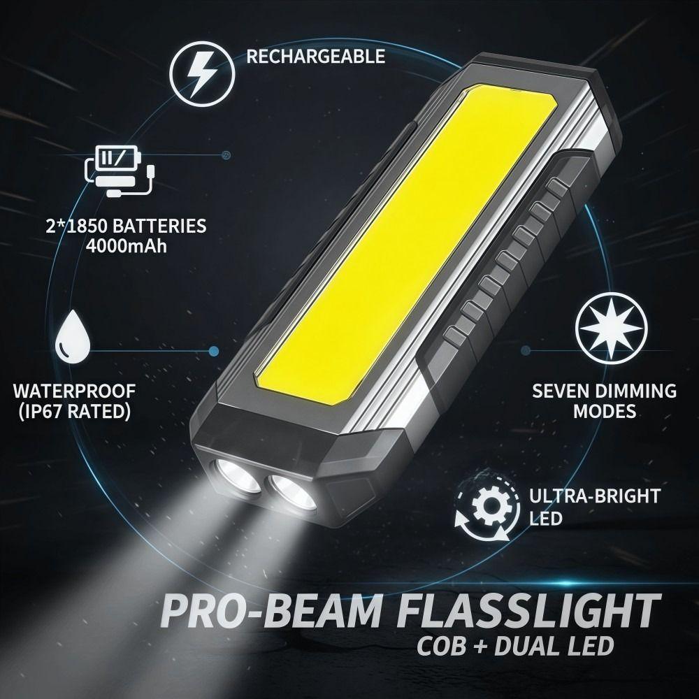 LED COB Work Light 2×18650 Camping Torch Light Magnetic Flashlight  Outdoor Night Lighting