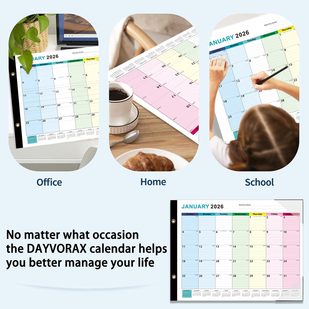 2026 Large English Calendar, 18 Month Wall And Desk Planner