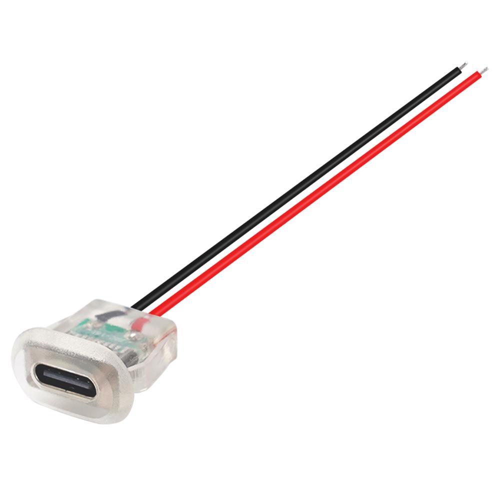 

2pin USB Type C 5A Input type Charging Socket With LED lights Plate Waterproof USB-C Power Port TYPE-C Female Connector Jack