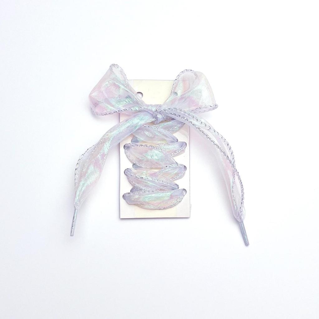 Iridescent 4cm Fish Tail Pearlescent Wavy Lace Ribbon for Shoelaces and Bows