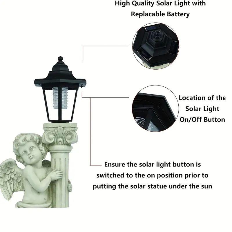 1pc 19.29 inch solar (right, left) angel sculpture, outdoor solar path light for garden, courtyard, villa, terrace