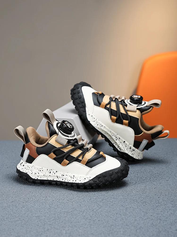 

2024 New Rotating Buckle Winter Leather Casual Sports Shoes for Boys and Girls 39 хаки