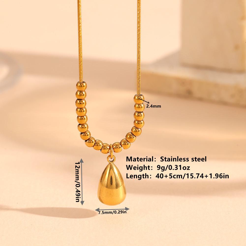 18K Gold Plated Retro Water Drop Pendant Necklace with Snake Chain