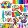Colorful Craft Kit for Kids DIY Toys Puzzle Handicraft Toys Variety Craft Supplies Set Twisting Rod Plush Ball Button TMZ