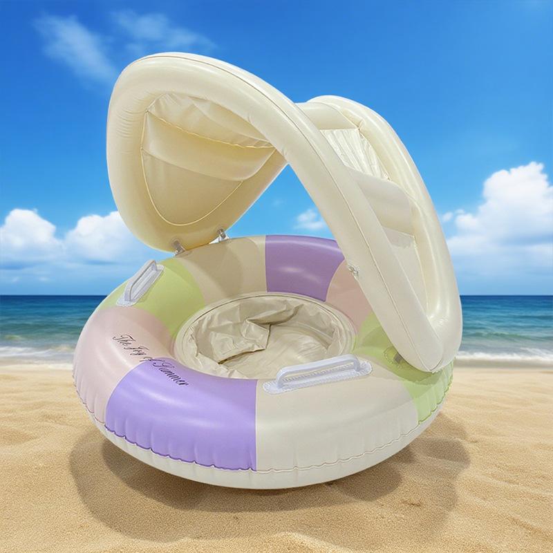 

Летний бассейн Вода Экологически чистый Утолщенный 3-6 лет Тент Полосатое сиденье с ручкой Надувной детский плавательный круг фиолетовый