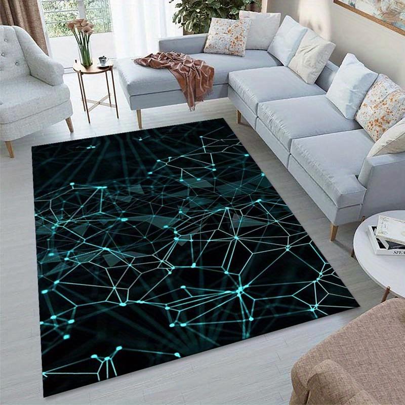 Large Polyester Area Rug with Luminous Neon Pattern – Durable Carpet Chair Mat for Office, Home, Living Room, Bedroom, Kitchen