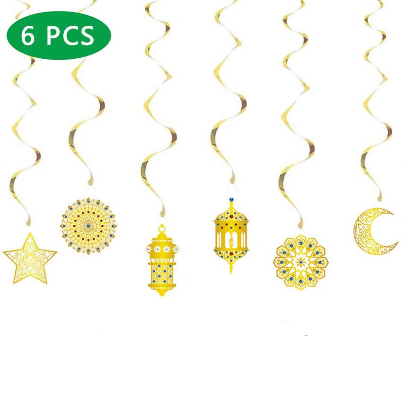Eid Mubarak Banner 2025 Dekorationer Ramadan Kareem Stjärna Måne Girland Vimpel Hängande Ornament Muslim Umrah Mubarak Heminredning