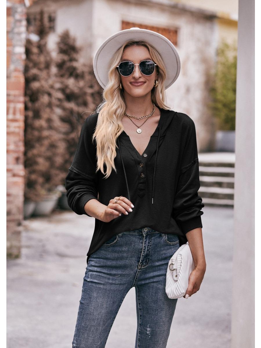 2024 Новые толстовки с капюшоном Осень-Зима Женские модные толстовки с пуговицами — фото 11