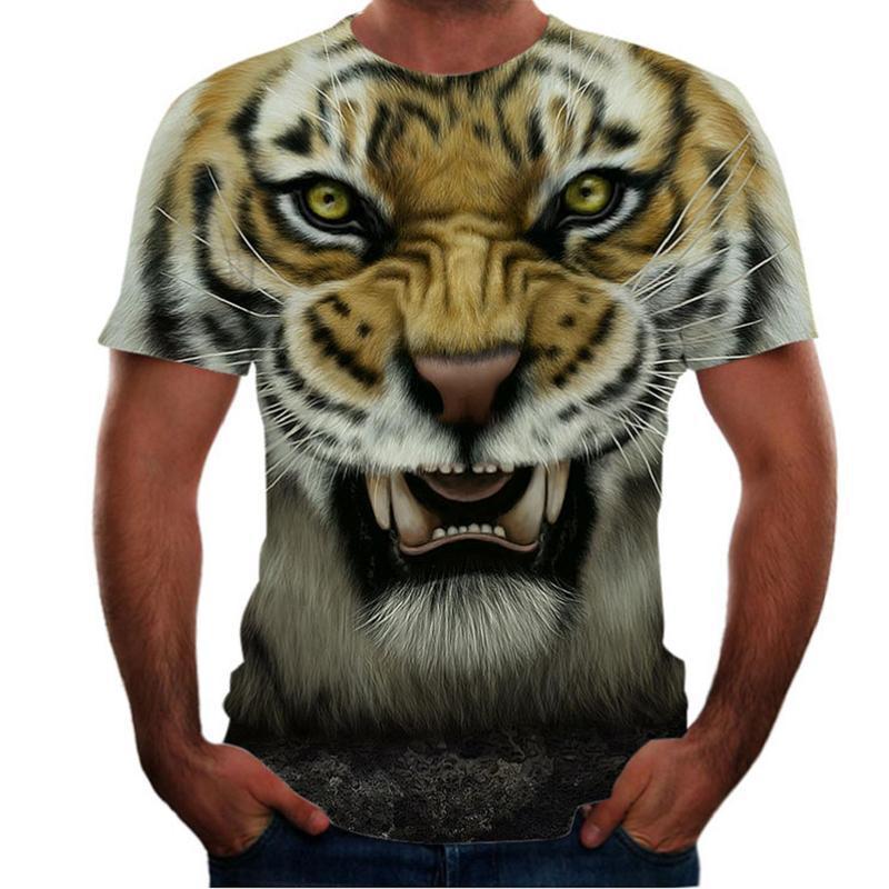 Animal Tiger 3D T-shirt Men's Lion Short Sleeved Men's Quick Drying T-shirt