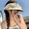 Elegant Lace Bow Wide Brim Sun Protection Hat For Women Adjustable Summer Accessory