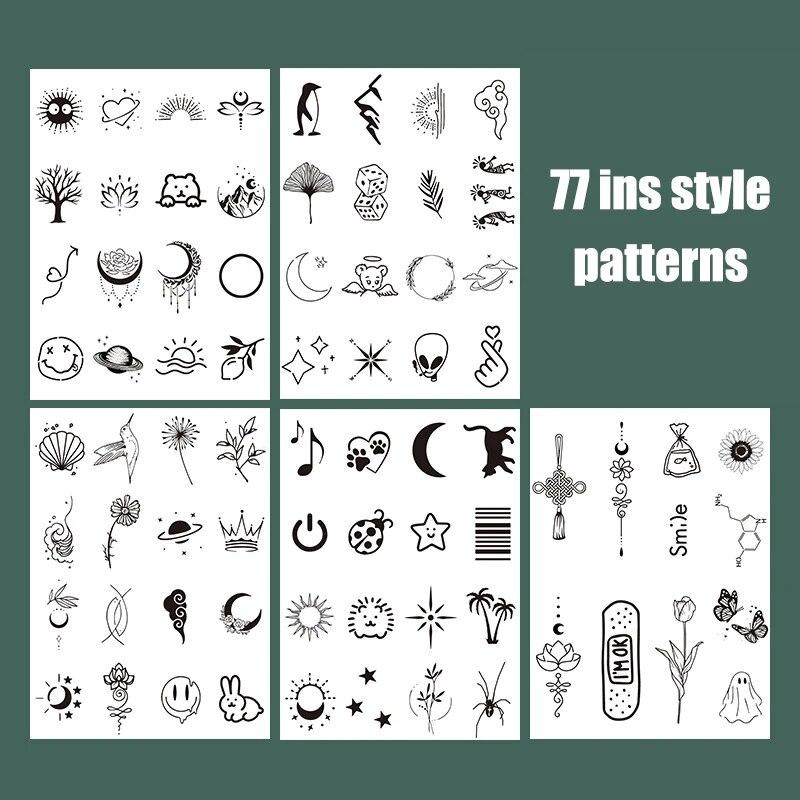 

77 Тату-наклейки со свежим травяным соком, не отражающие, полупостоянные, водостойкие, одноразовые, милые тату-узоры