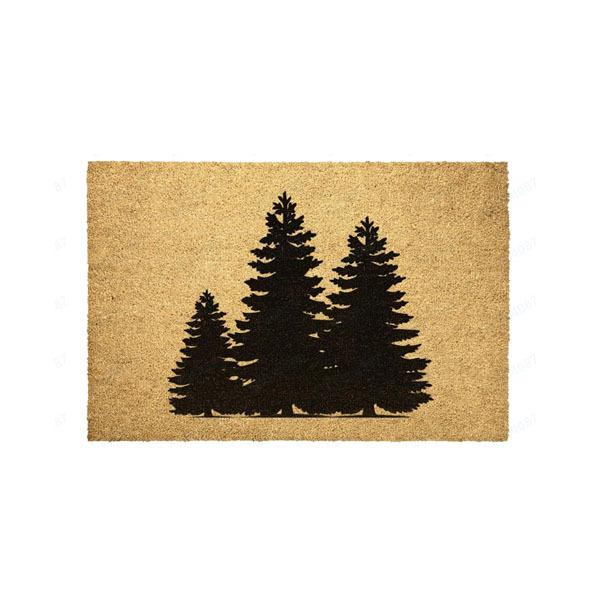 Christmas Three Trees Design Coir Doormat Non- Entrance for Holiday Decoration