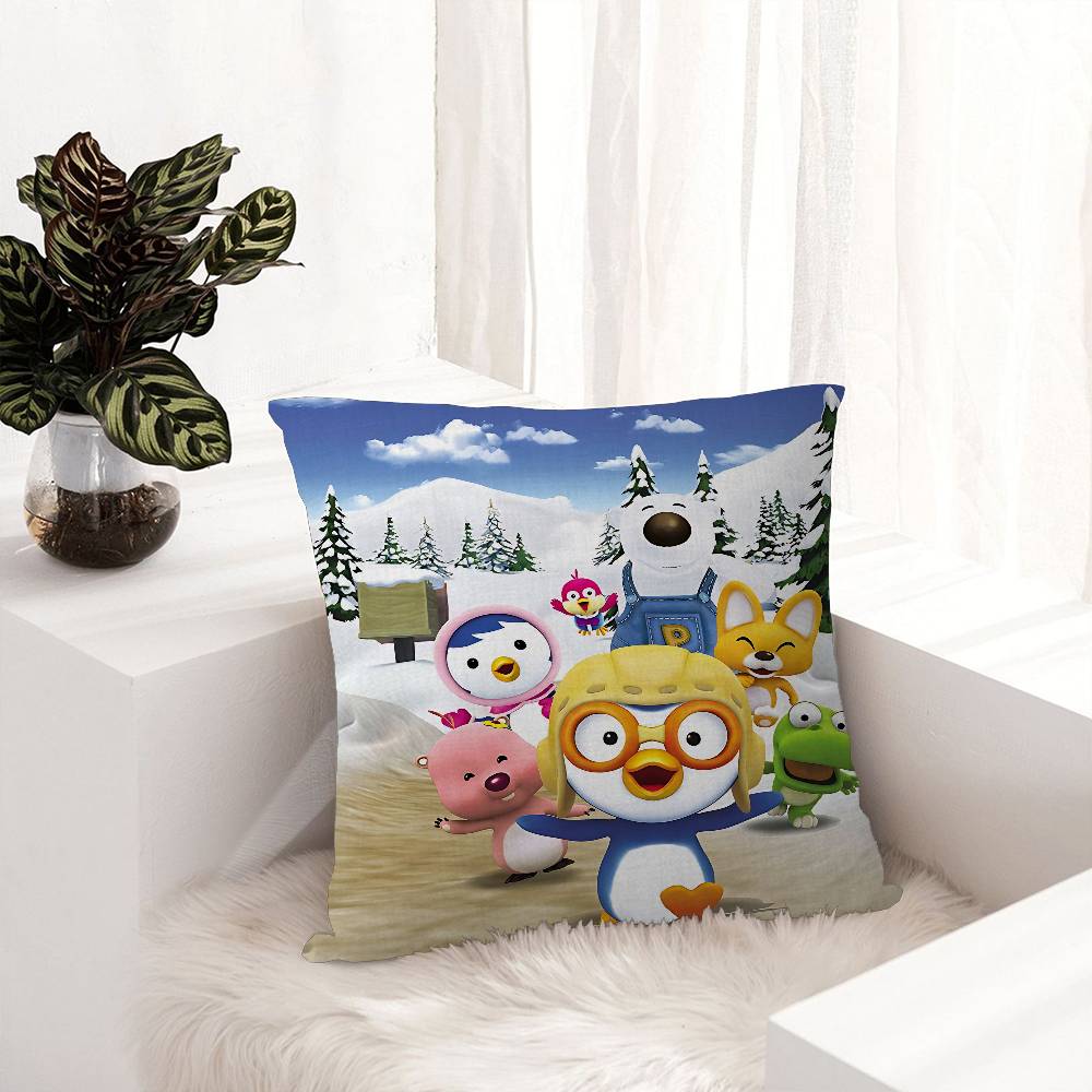 Cartoon P-Pororo Cute Pillow Gifts Home Office Furnishings Bedroom Sofa Car Cushion Cover Case 45x45cm