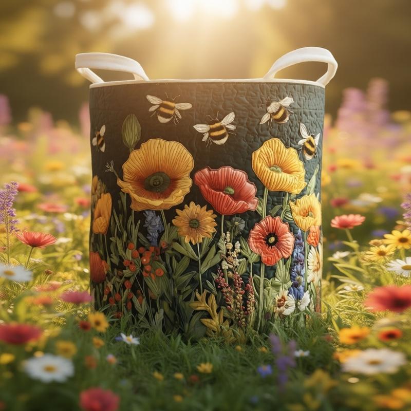 Stylish Quilted Foldable Laundry Hamper With Bohemians Floral Design And Sturdy Handles Handheld Washing Organizers Bag