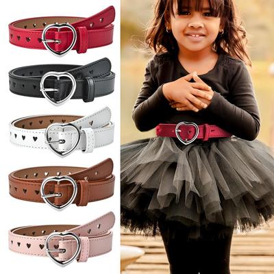 Love Heart Eyelet Decoration Waist Belt Children Peach Heart Buckle Belt Cute Fashionable Waistband