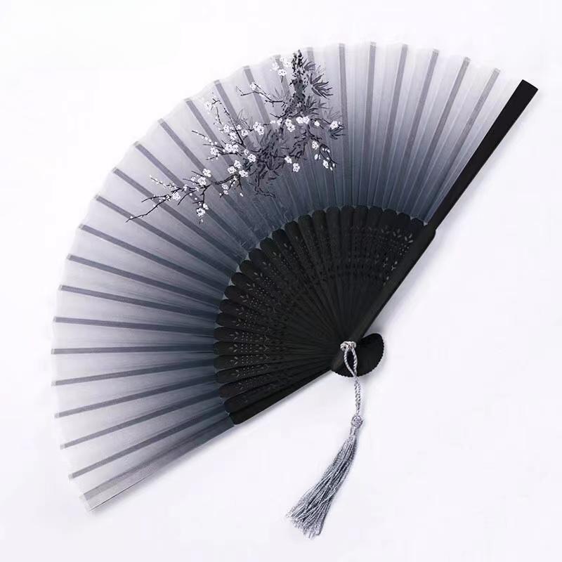 Vintage Style Silk Folding Fan Chinese Japanese Pattern Art Craft Gift Home Decoration Ornaments Dance Hand Fan