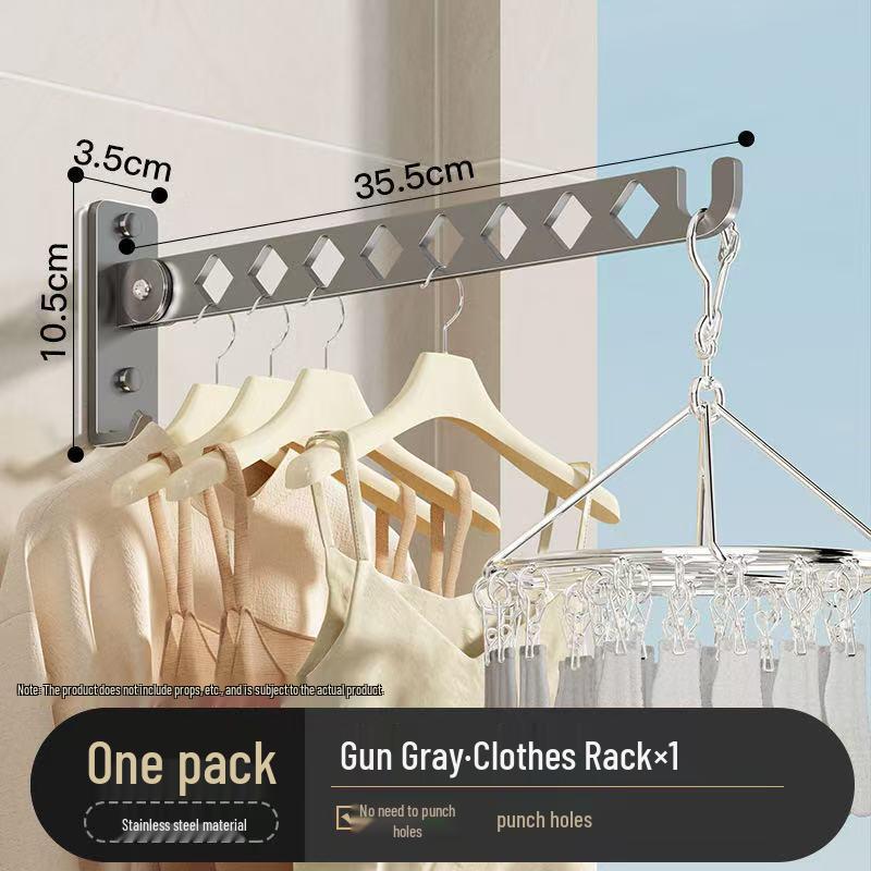Wall-Mounted Retractable Folding Clothes Drying Rack for Indoor/Balcony Use