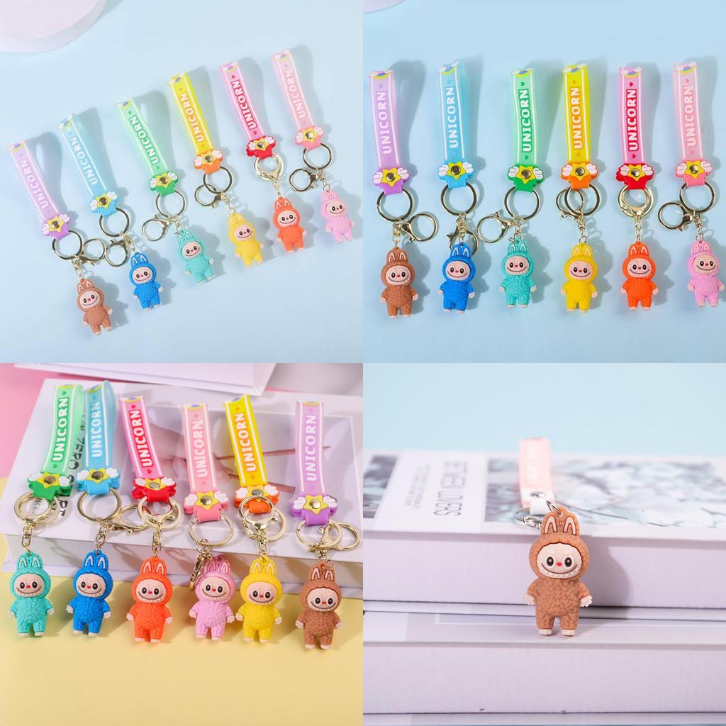 Colorful Cartoon Pvc Sheep Keychain Adorable Soft Keyring For Bags And Cars