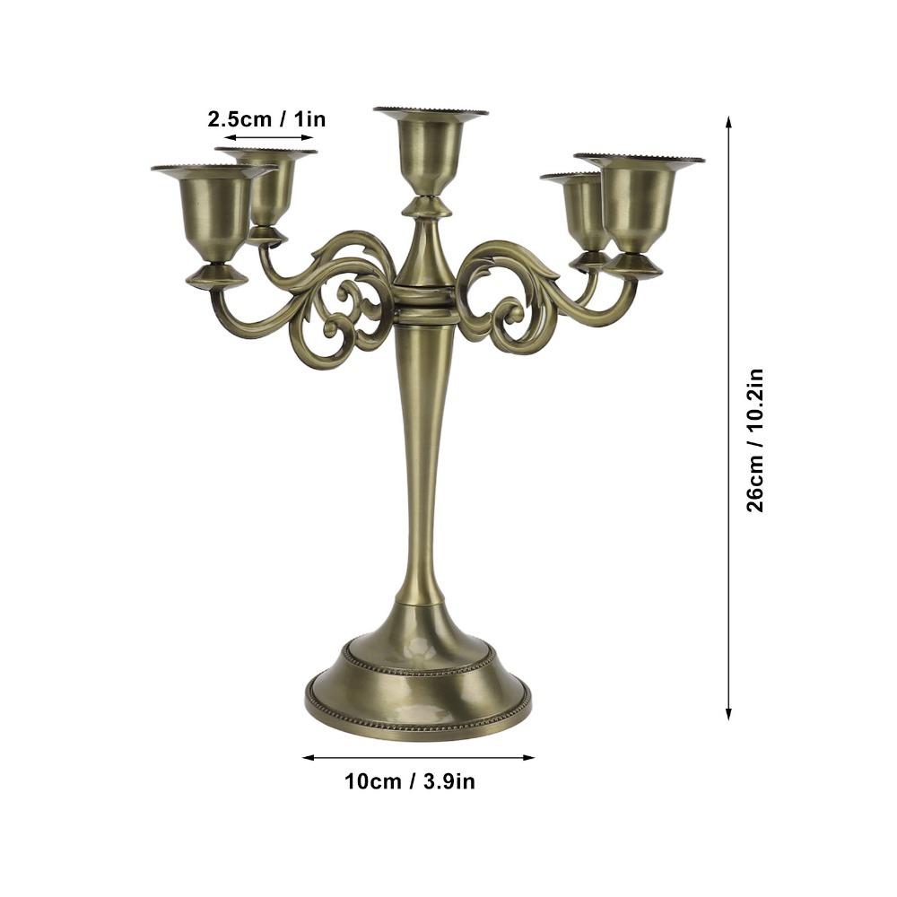 5 Arm Five Arm Iron Candlestick Holder Golden Retro Iron Tabletop Candelabra Temple Decoration