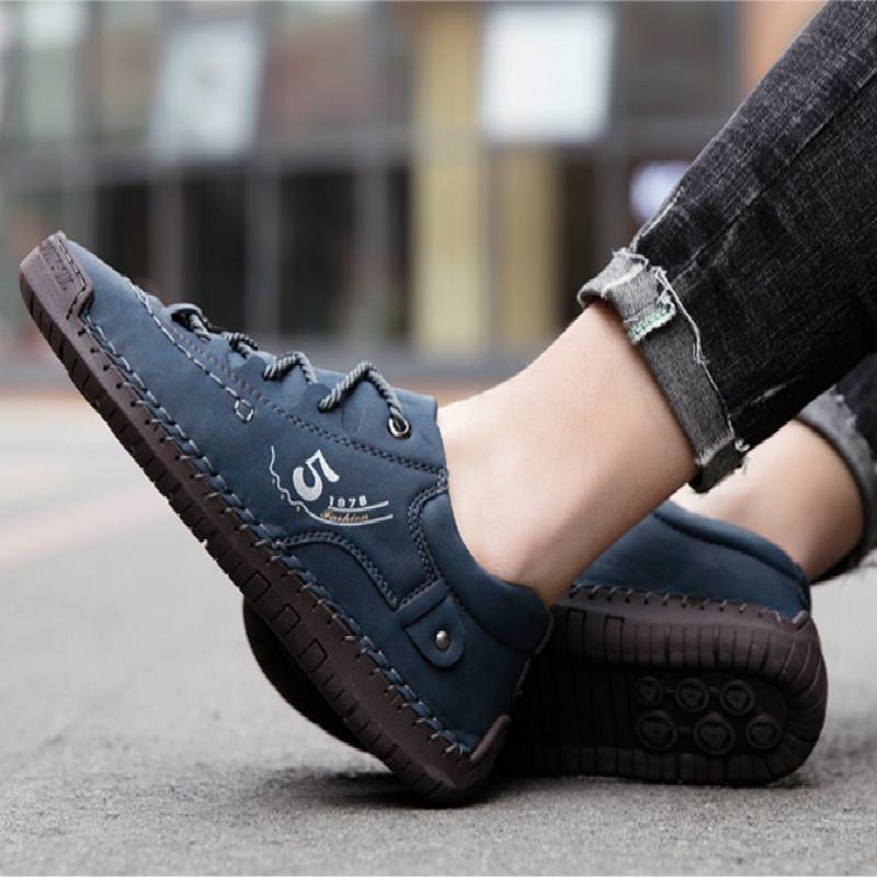 

Мужские кожаные деловые туфли большого размера в британском стиле на осень, сшитые вручную для дополнительного комфорта в повседневной или официальной обстановке. 44