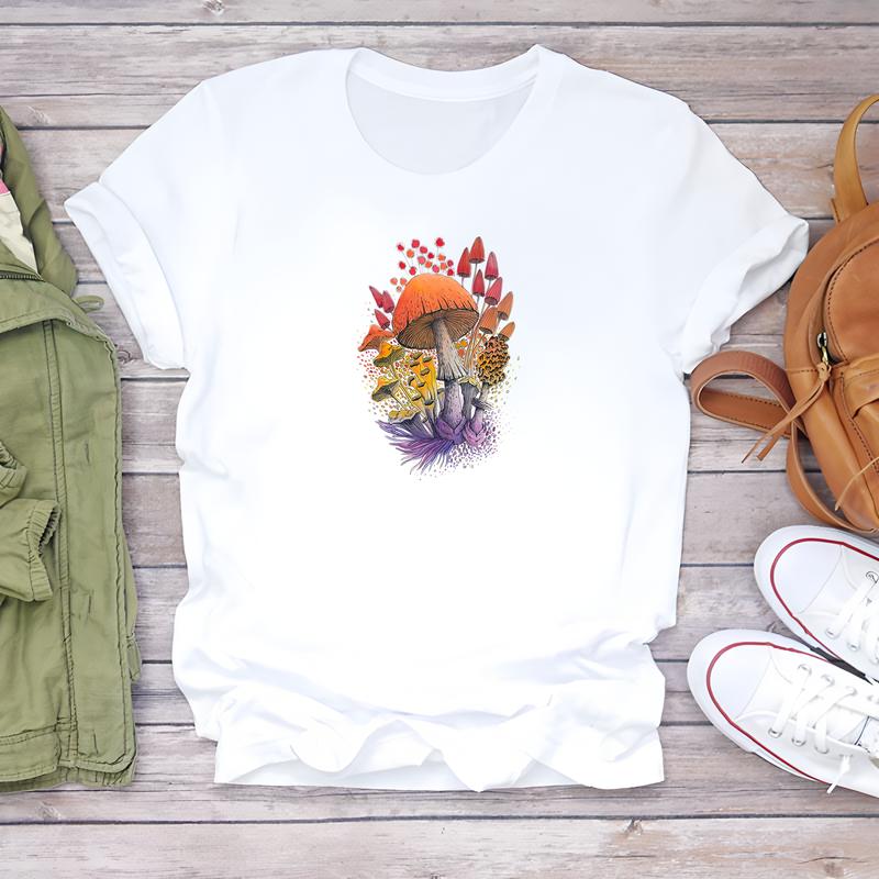 Letní dámské tričko, denní trendy móda, roztomilé potisky s krátkým rukávem.