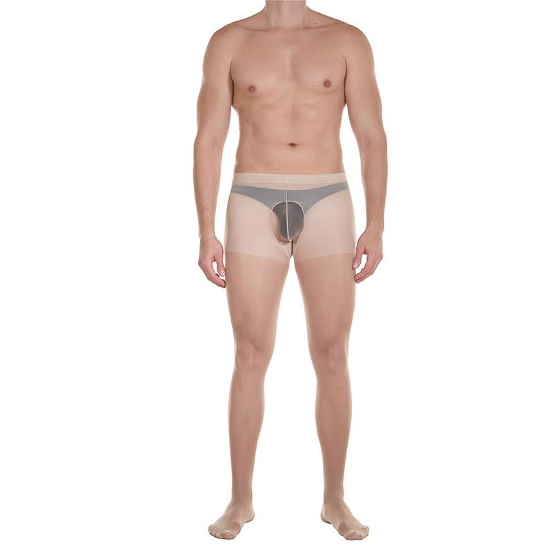 Qinghe Men's Ultra-Thin Silk Pantyhose with Sexy Invisible 200-Lb Support