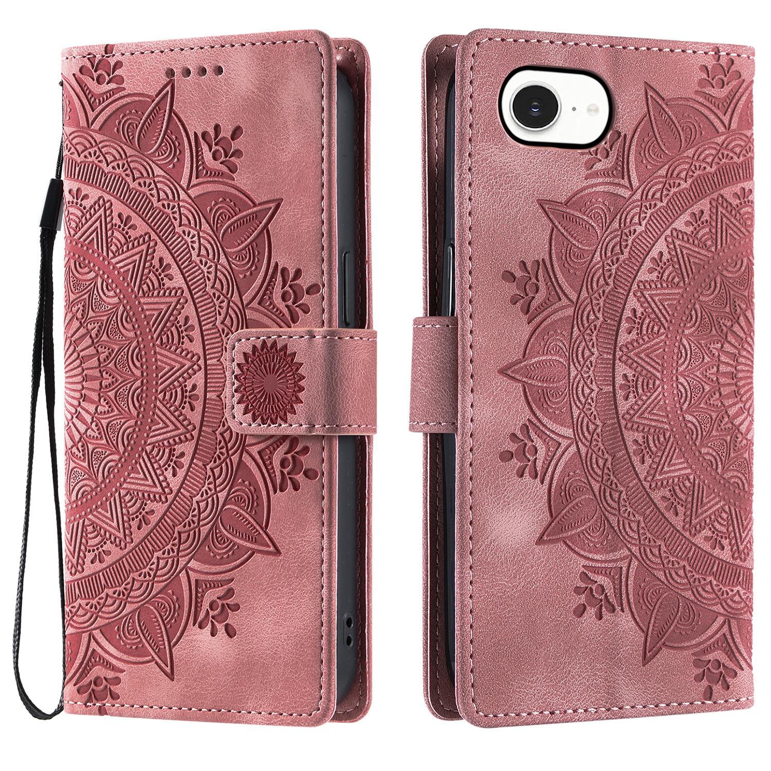 For iPhone 16e Case Imprinted Totem Skin Feel Wallet Leather Phone Cover E