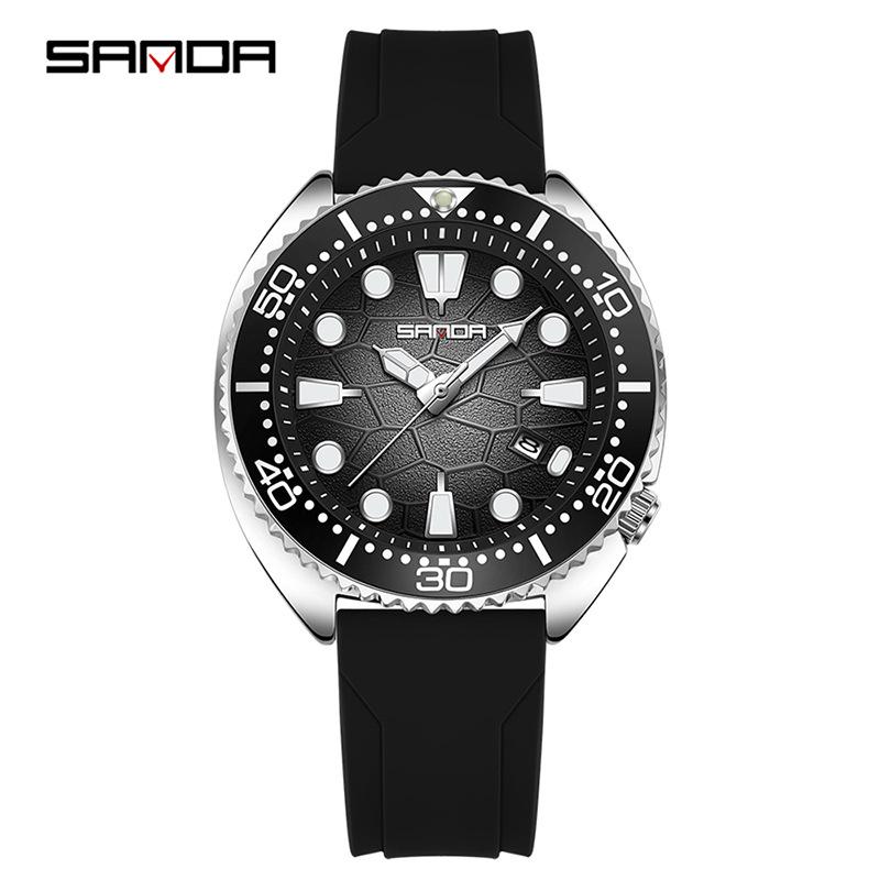 Sanda Men's Quartz Wristwatch with Rotating Bezel and Lava Dial – Fashionable Business Accessory
