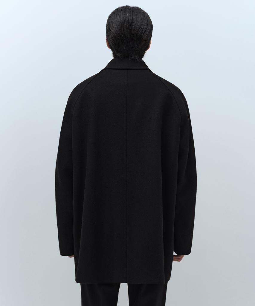 Musinsa Standard Wool Blend Oversized Muff Pocket Half Balmacaan Coat [Black]