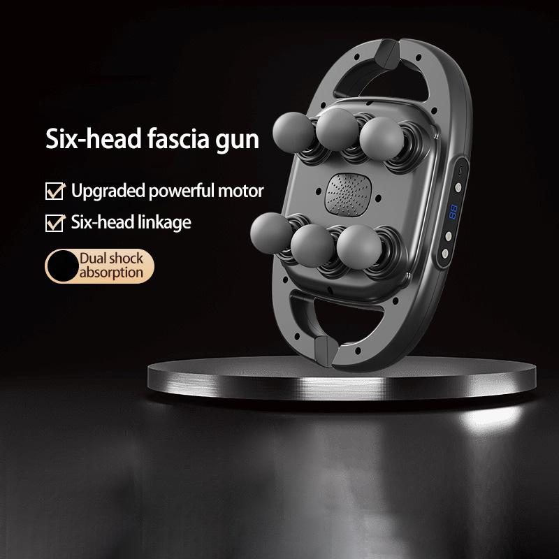 Six-head Fascia Gun Muscle Relaxation LCD Display Massager Wireless Professional Electric Legs Waist Back Full Body Massage Gun