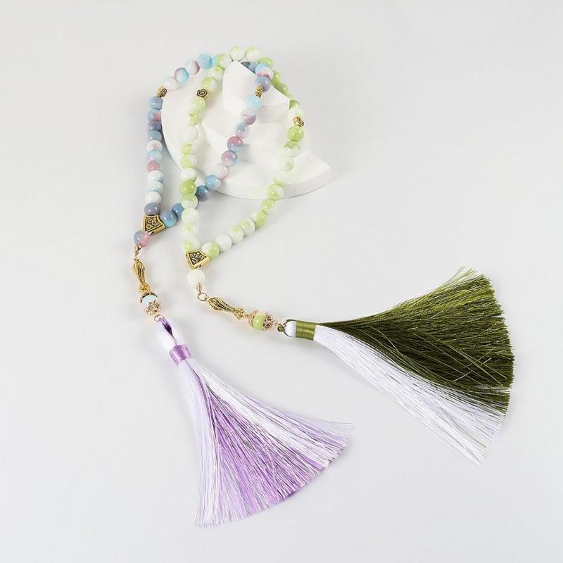 Multifunctional Glass Prayer Beads with Colorful Tassels Comfortable and Stylish for Muslims and Fashion Enthusiasts