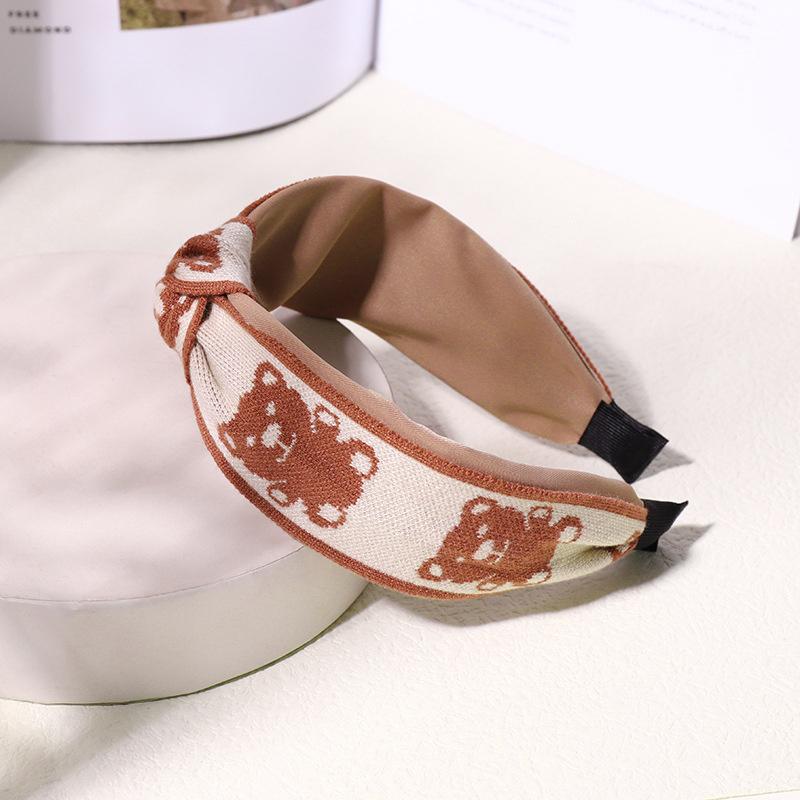 Vintage Print Wool Satin Patchwork Headband for Women Ladies Shopping Party Photograph Hair Hoop Accessories