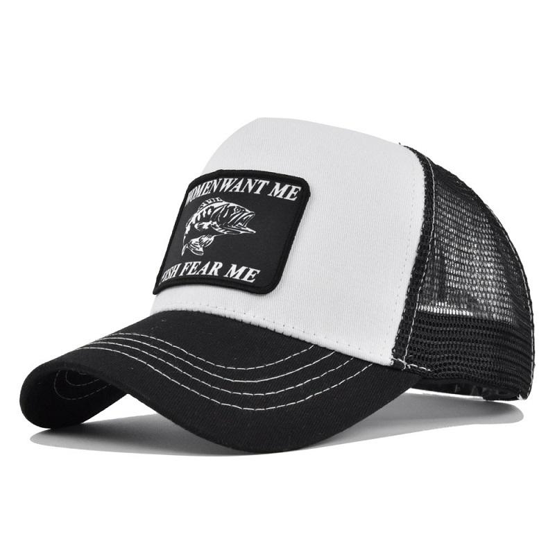 Stretch Ventilated Permeable Air Summer Hat Dad Adjustable Neutral Gender Women Men For Adult Trucker Cap Baseball Washed Me Fear Fish Want Hats