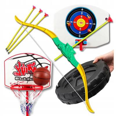 2-in-1 Standing Basketball Target Bow Arrow Portable Set for Children