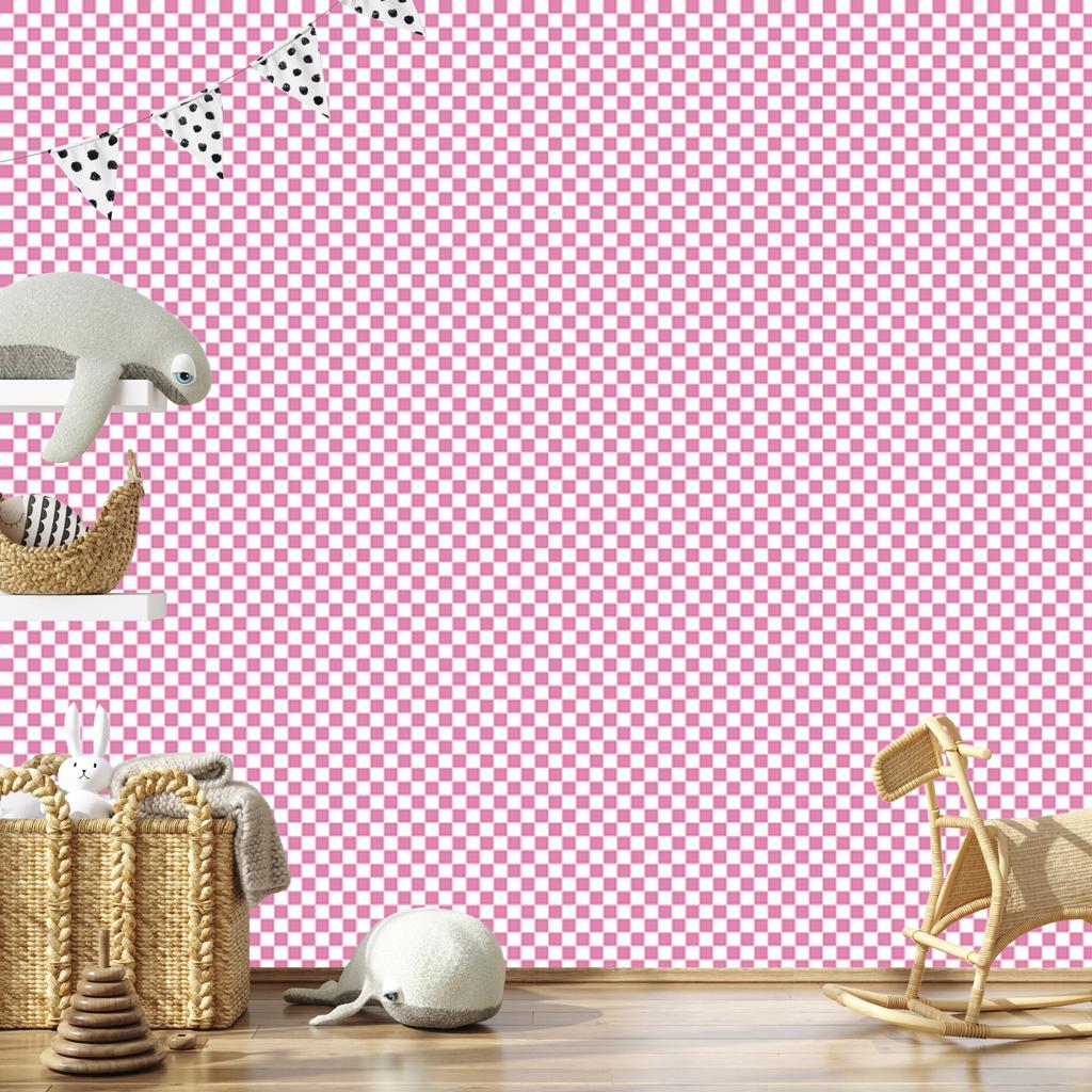 Powder Pink Checkerboard Wallpaper, Subtle Detail 50x1000