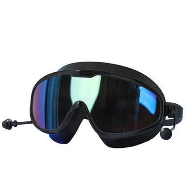 Moonlove Adult Swimming Goggles with Integrated Electroplated Wide Field of Clear UV Adjustable Suitable for Competitive and Black and for Men and