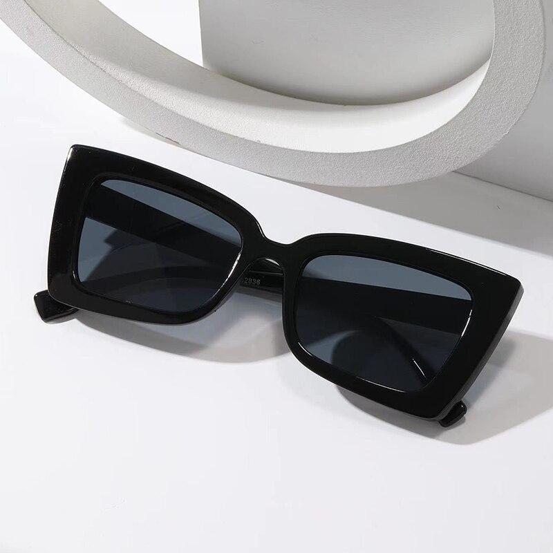 Fashion Square Women Luxury Sunglasses Retro Designer Leopard Blue Green UV400 Protection Trendy Shades