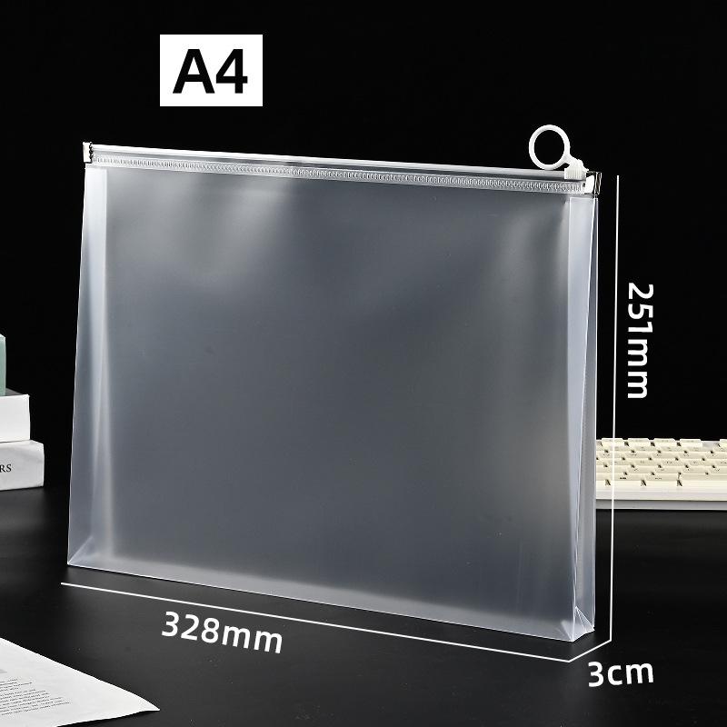 A4 Transparent Waterproof PP File Bag with Zipper for Stationery and Exam Paper Storage