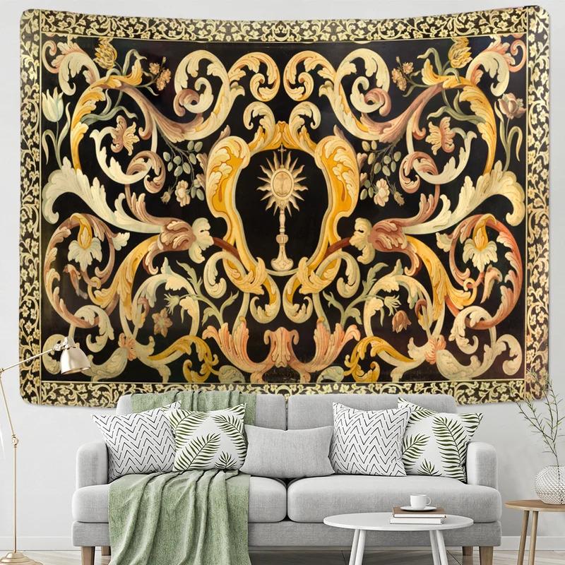 VIKAMA European Vintage Luxury Tapestry Exquisite Scrollwork Floral Pattern Art Tapestry Living Room  Bedroom Wall Decoration