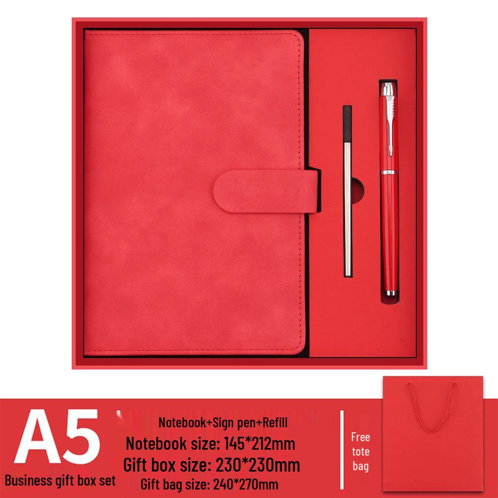 A5 Custom LOGO Business Notebook Set: Faux Leather Stationery Gift for Company Events