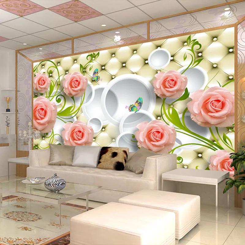 Custom Any Size Photo Wallpaper 3d Wall Decor For Living Room Modern Simple And Stylish 3d Rose Flower Wall Mural