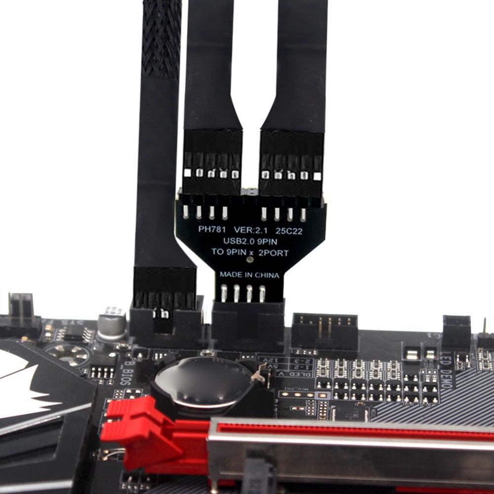 Motherboard USB2.0 9Pin Extension Cable Adapter 1 To 2 USB HUB USB2.0 9 Pin To USB3.0 19Pin Conversion Adapter for RGB Lamp Fan