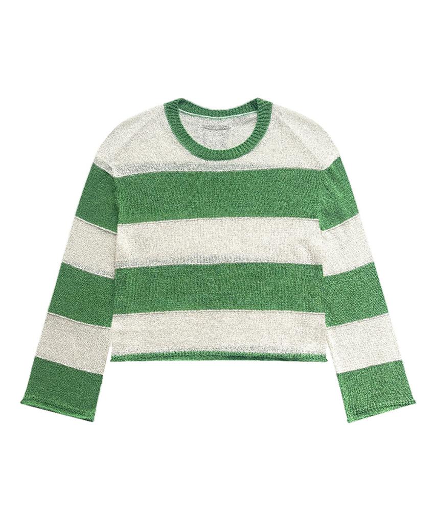Seuneogeuyu Linen Stripe Crop Knit Top