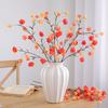 6pcs Artificial Flower Cape Gooseberry Stems Bundle Faux Orange Branches for Home Decor Vase Not Included