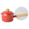 Fuji Enamel Induction Cooking Compatible Mini Saucepan, 12cm, with Polyester Lid, Enamel Saucepan, C-12S, Red