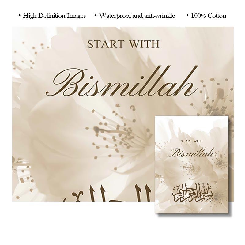 Bloemen Islamitische Canvas Muurschildering Bismillah Wall Art Poster Wall Art Print Islamiqu Canvas Schilderij Foto voor Woonkamer Home Decor
