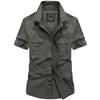 Summer Men‘s Tooling Shirt Breathable Sweat-Absorbent Cotton  Short-Sleeve Men Soft Solid Color Turn-Down Collar Shirts Plus Size