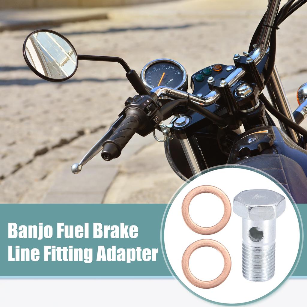 ACROPIX Motorcycle Hollow Bolt Screws with Washer Set Brake Hollow Screws Metric Screws Universal M14x1.5 35mm Long Silver Tone 12pcs