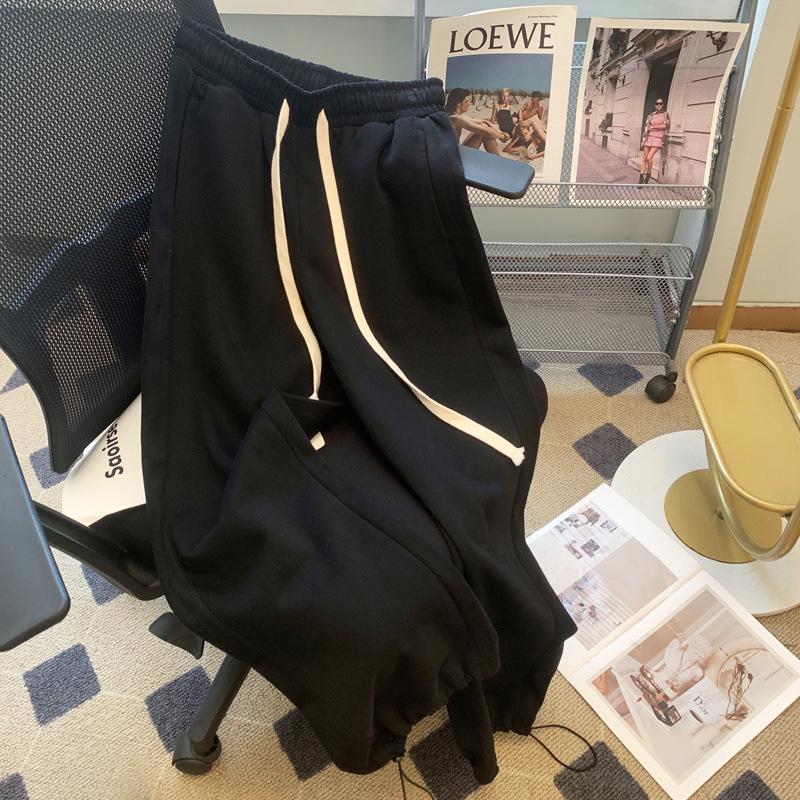 Women's Sweatpants Elastic Waist Wide-Leg Drawstring Pants Sports Jogging Trousers