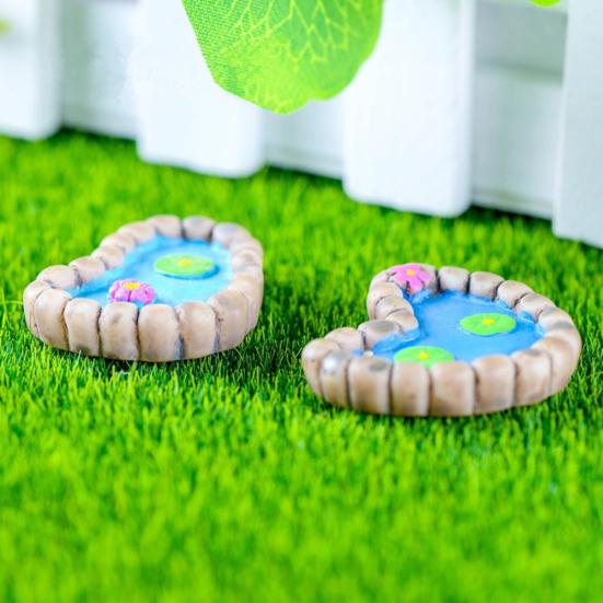 2Pcs/Set Lotus Pond Miniature Landscape Ornaments Garden Bonsai Decorations